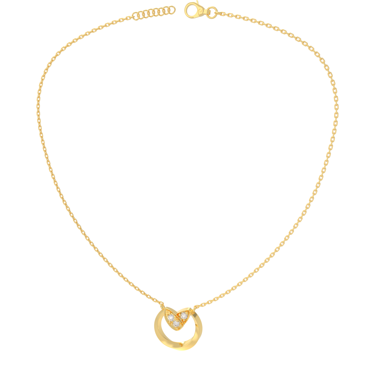 Heart in loop Pendant With Chain For Women, Hallmarked 925 Sterling Silver - sitabo