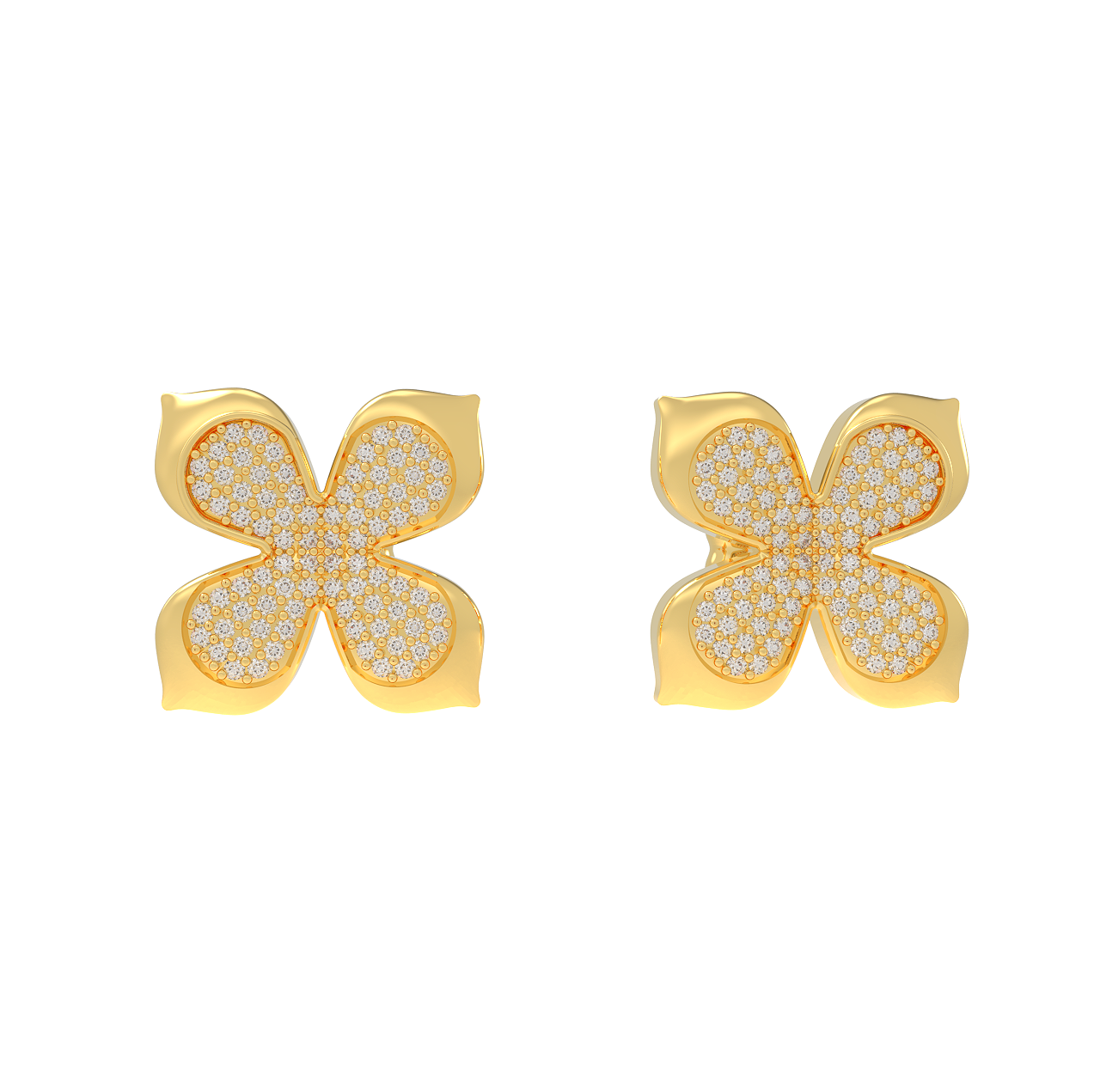 Trendy Four Leaf Flower Dangle Earrings, Hallmarked 925 Sterling Silver - sitabo