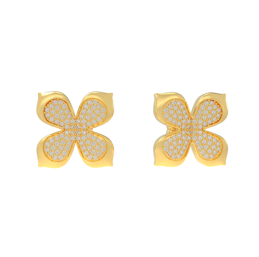 Trendy Four Leaf Flower Dangle Earrings, Hallmarked 925 Sterling Silver - sitabo