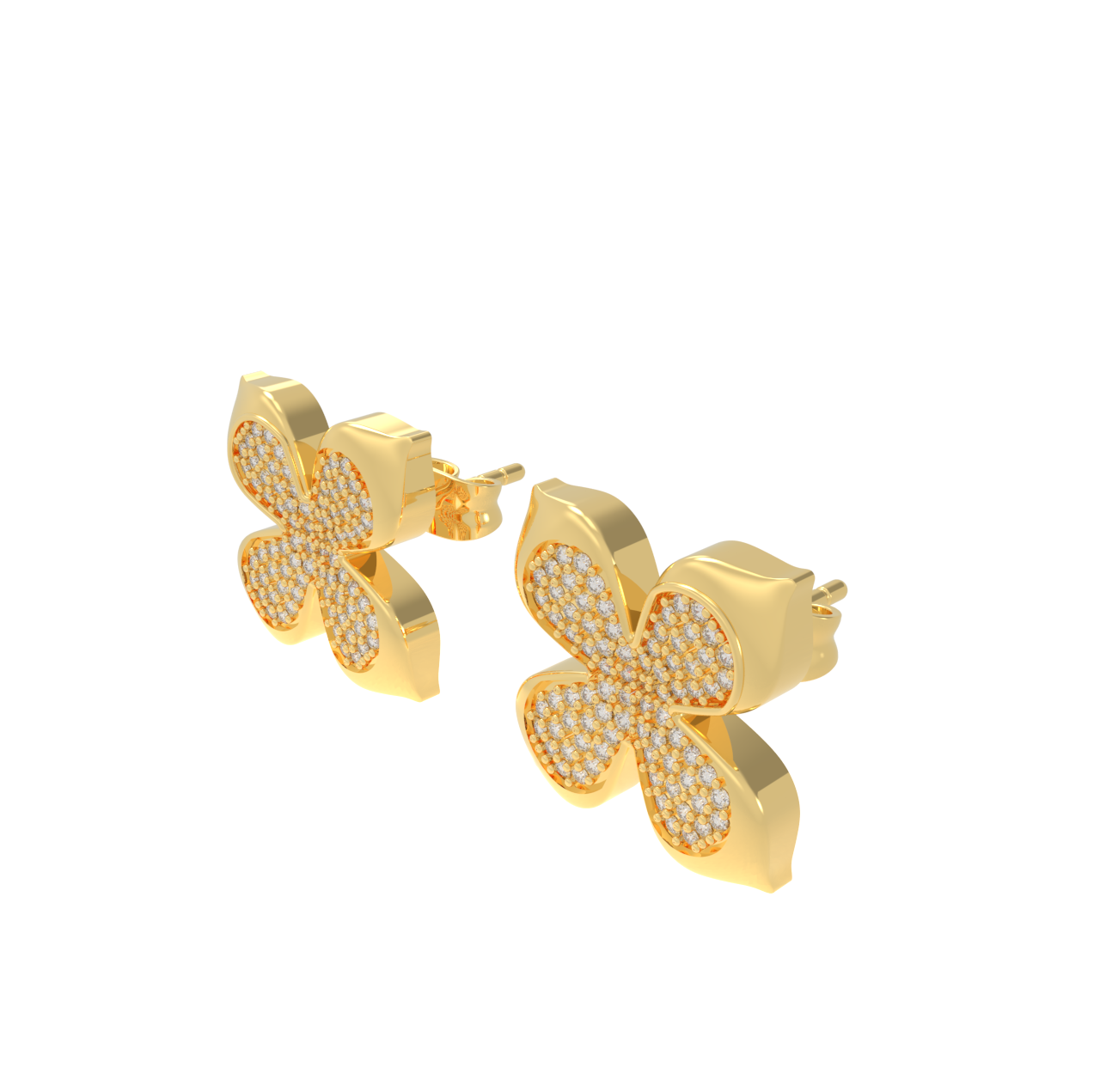 Trendy Four Leaf Flower Dangle Earrings, Hallmarked 925 Sterling Silver - sitabo