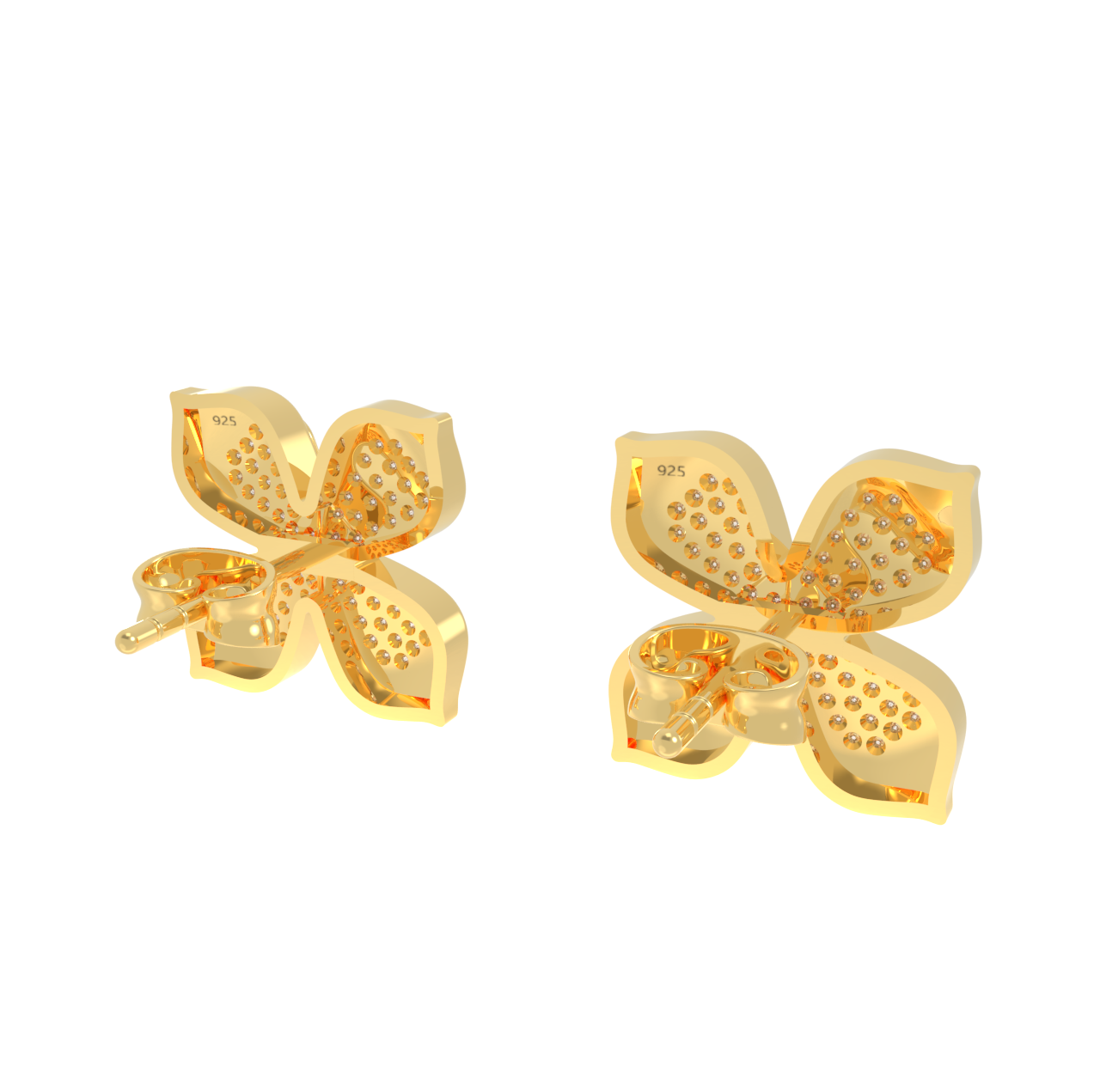 Trendy Four Leaf Flower Dangle Earrings, Hallmarked 925 Sterling Silver - sitabo