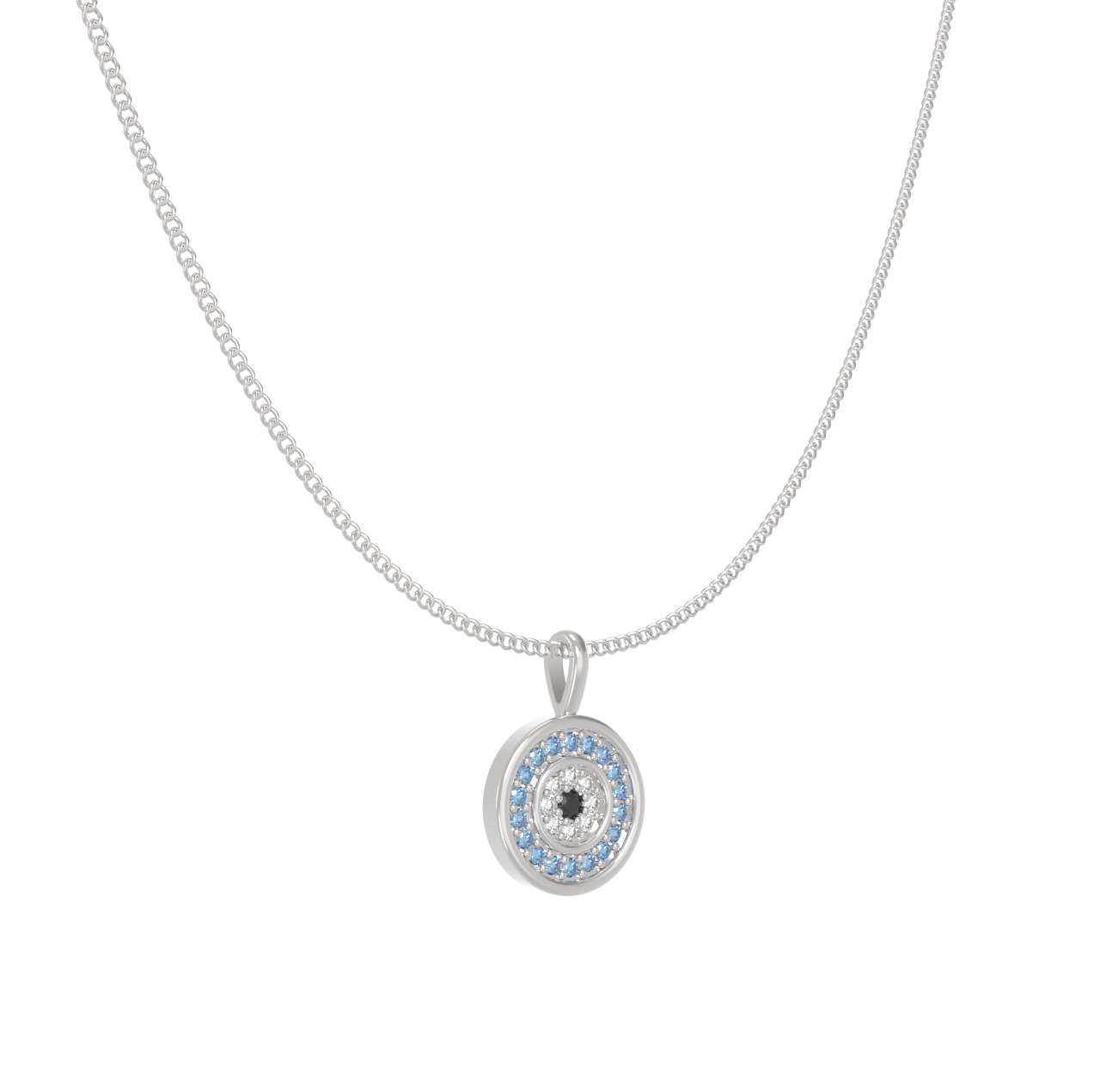 Evil Eye Charm Pendant With Silver Chain, Hallmarked 925 Sterling Silver - sitabo