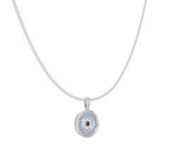 Evil Eye Charm Pendant With Silver Chain, Hallmarked 925 Sterling Silver - sitabo