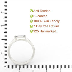 Baguette Cut Solitaire Ring, Hallmarked 925 Sterling Silver sterlyn 925