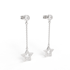CZ Star Moon Celestial Dangle Chain Earrings, Hallmarked 925 Sterling Silver sterlyn 925