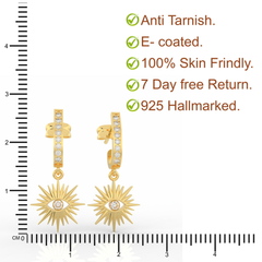 Charm Evil Eye Clip On Earrings For Diwali Gifting, Hallmarked 925 Sterling Silver sterlyn 925