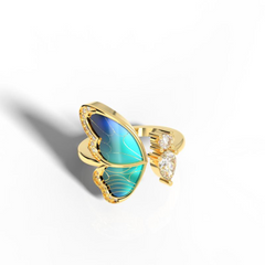 Colorful butterfly Open Ring For Her, Hallmarked 925 Sterling Silver sterlyn 925