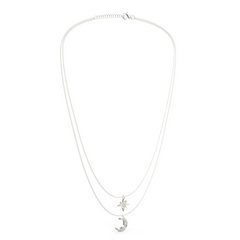 Crescent Moon Star Pendant With Chain, Hallmarked 925 Sterling Silver sterlyn 925
