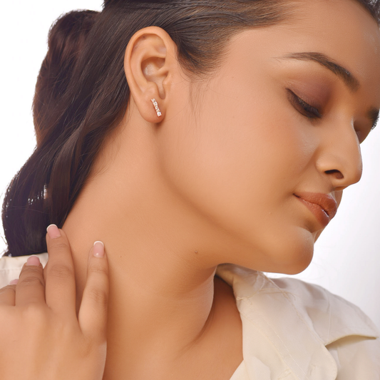 Flat Tiny Modern Bar Earrings, Hallmarked 925 Sterling Silver sterlyn 925