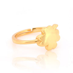 Clover Design Solid Proposal Ring, Hallmarked 925 Sterling Silver Yellow Gold