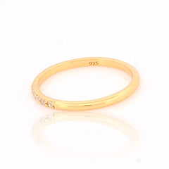 925 Sterling Silver Gold Plated Five Stone Midi Finger Stacking Ring, Office wear handmade rings