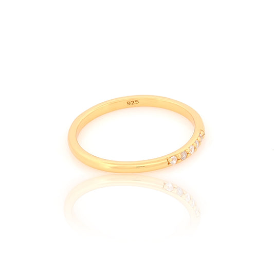 925 Sterling Silver Gold Plated Five Stone Midi Finger Stacking Ring, Office wear handmade rings