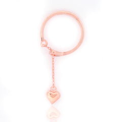 valentine Heart Melting Chain Charm Ring- Hallmarked 925 Sterling Silver Rose Gold