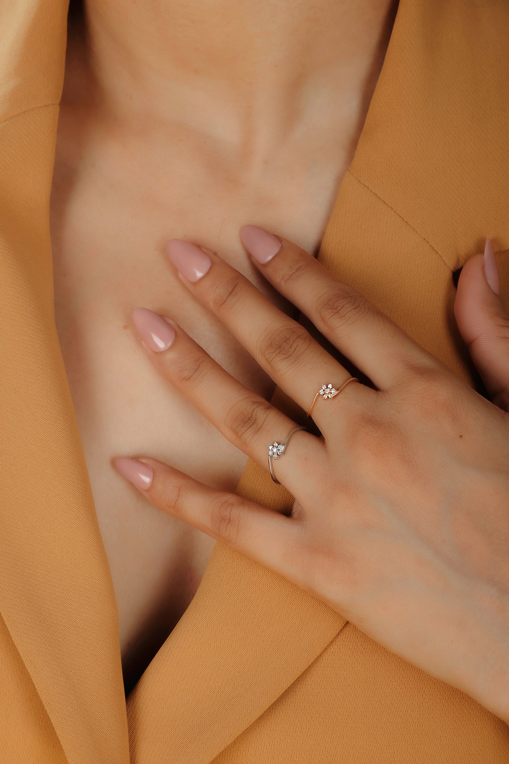 Sparkling Flower Solitaire Ring, Hallmarked 925 Sterling Silver - sitabo