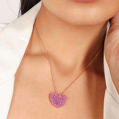 Lovely Heart Pendant With Chain, Hallmarked 925 Sterling Silver - sitabo