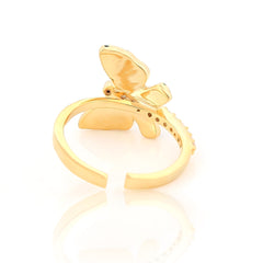 Beautiful Dream Butterfly Ring – Blue & Green Enamel, Gold Plated | Elegant Party Wear Jewelry