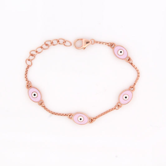 Evil Eye Kids Pink Enamel Bracelet – 18KT Rose Gold Plated | 925 Sterling Silver | Protection & Positivity