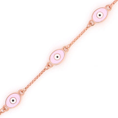 Evil Eye Kids Pink Enamel Bracelet – 18KT Rose Gold Plated | 925 Sterling Silver | Protection & Positivity
