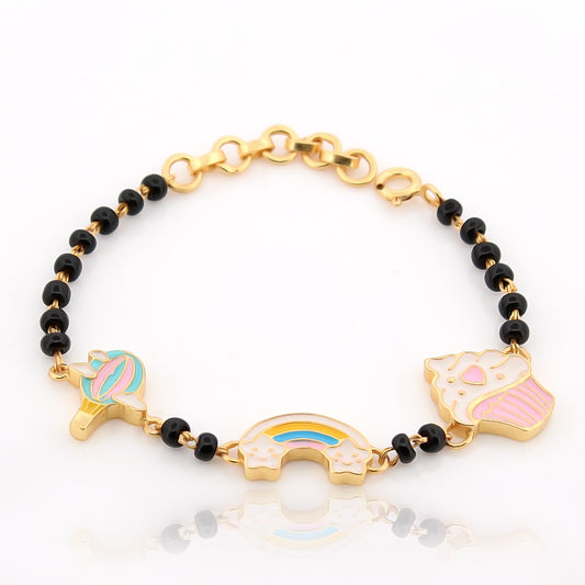 Rainbow, Clouds & Ice Cream Nazariya Bracelet for Baby – 18KT Gold Plated | 925 Sterling Silver | Strength, Protection & Positivity