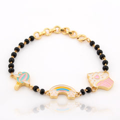 Rainbow, Clouds & Ice Cream Nazariya Bracelet for Baby – 18KT Gold Plated | 925 Sterling Silver | Strength, Protection & Positivity