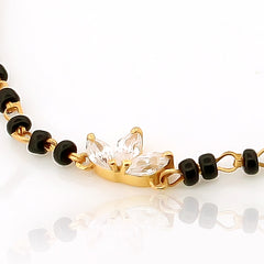 Black Beads Marquise Queen Bracelet – 18KT Gold Plated | 925 Sterling Silver | Strength, Elegance & Protection