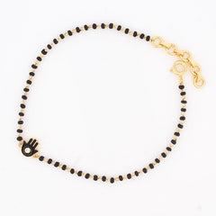 Black Enamel Evil Eye Buddha Hand black beads Bracelet – 18KT Gold Plated | 925 Sterling Silver | Strength, Elegance & Protection
