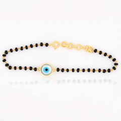 Evil Eye Black Beads Bracelet – 18KT Gold Plated | 925 Sterling Silver | Protection, Strength & Positivity for kids