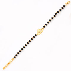 Mangal Murti Ganpati Black Beads Bracelet – 18KT Gold Plated | 925 Sterling Silver | Spiritual Strength & Protection