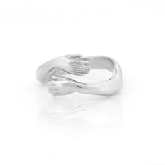 925 Sterling Silver Ring Classic Warm Hug Silver Gold Plated Adjustable Ring (Copy)