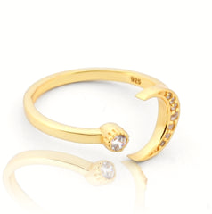 Moon And Sun Ring- Gold Plated Hallmarked 925 Sterling Silver