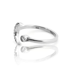Moon And Sun Ring White Gold Plated- Hallmarked 925 Sterling Silver