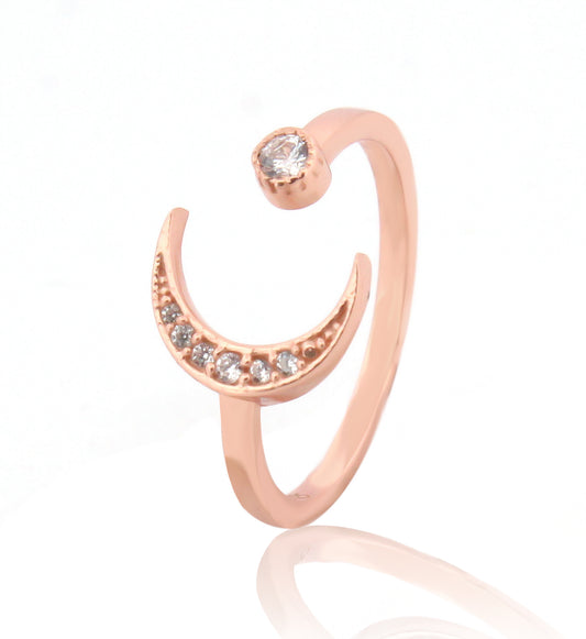 Moon And Sun Ring- Rose Gold Plated Hallmarked 925 Sterling Silver Ring