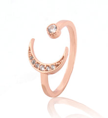 Moon And Sun Ring- Rose Gold Plated Hallmarked 925 Sterling Silver Ring