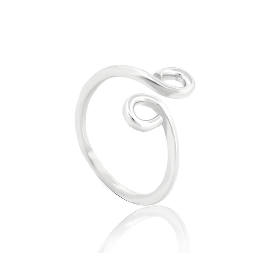 Spiral Ring Intertwined Swirl Stackable Bypass Ring, Hallmarked 925 Sterling Silver White Gold casual wear