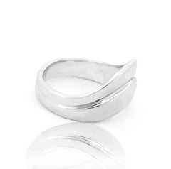 Boho Chunky Wavy Everyday Wear Ring, Hallmarked 925 Sterling Silver White Gold