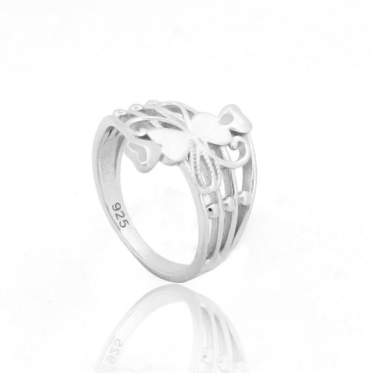 Flower Shape Cocktail Ring – Hallmarked 925 Sterling Silver White Gold Plated | Elegant Casual Wear Jewelry for Women