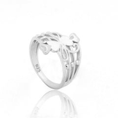 Flower Shape Cocktail Ring – Hallmarked 925 Sterling Silver White Gold Plated | Elegant Casual Wear Jewelry for Women