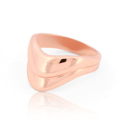 Boho Chunky Wavy Everyday Wear Ring, Hallmarked 925 Sterling Silver Rose Gold