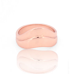 Boho Chunky Wavy Everyday Wear Ring, Hallmarked 925 Sterling Silver Rose Gold