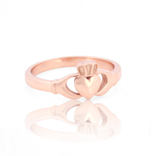 valentine Claddagh Promise Irish Ring for Her Rose Gold Plated, Hallmarked 925 Sterling Silver Rose Gold