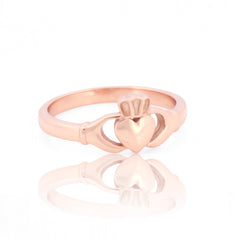 valentine Claddagh Promise Irish Ring for Her Rose Gold Plated, Hallmarked 925 Sterling Silver Rose Gold