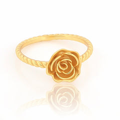 Designer Rose Petal Flower Ring, Hallmarked 925 Sterling Silver