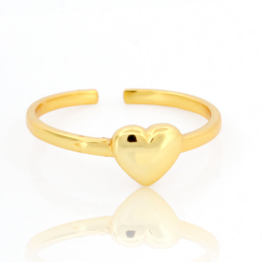 Valentine Heart Shape Tiny Promise Ring – Hallmarked 925 Sterling Silver Yellow Gold Plated | Elegant Party Wear Jewelry