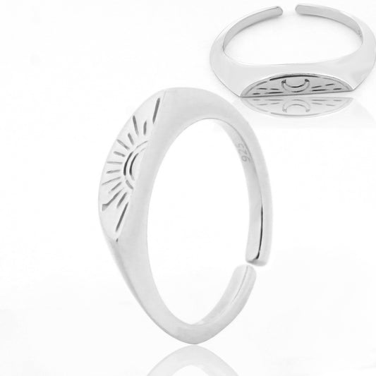 Sun & Moon Two-in-One Paired Ring for Couples – Hallmarked 925 Sterling Silver White Gold Plated | Daily Wear Jewelry
