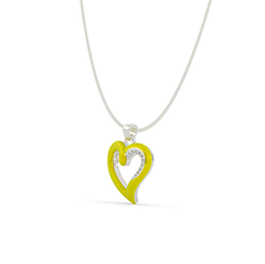 Yellow Enamel Heart Stone Pendant With Chain, Hallmarked 925 Sterling Silver (Copy) - sitabo