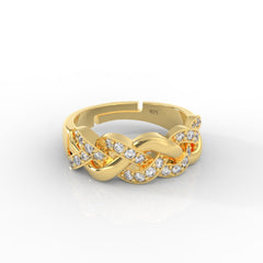 Twisted Rope Band Ring Yellow Gold Plated- Hallmarked 925 Sterling Silver Yellow Gold - sitabo