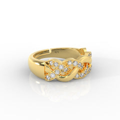 Twisted Rope Band Ring Yellow Gold Plated- Hallmarked 925 Sterling Silver Yellow Gold - sitabo