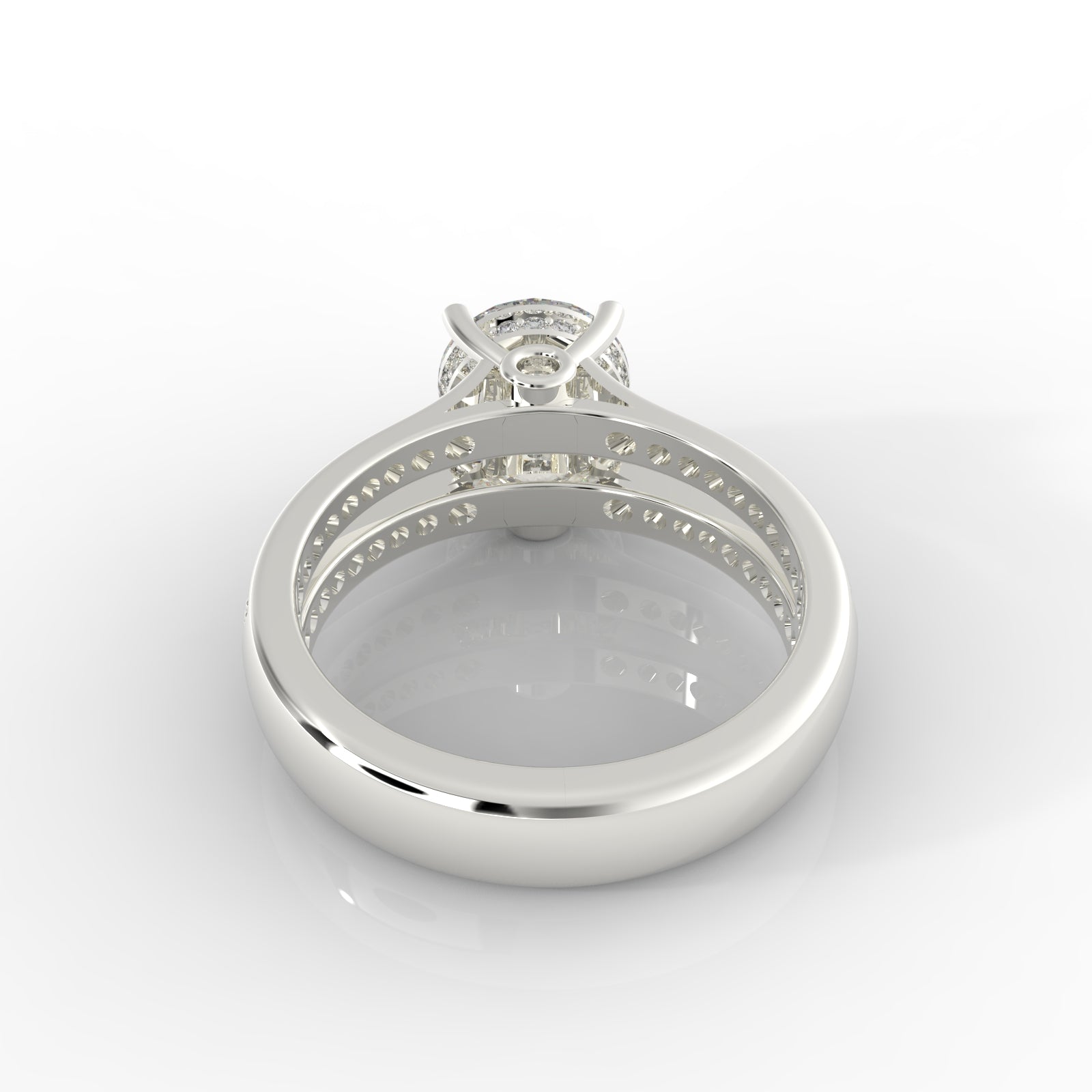 Solitaire Engagement Chunky Ring, Hallmarked 925 Sterling Silver White Gold - sitabo