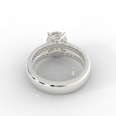 Solitaire Engagement Chunky Ring, Hallmarked 925 Sterling Silver White Gold - sitabo