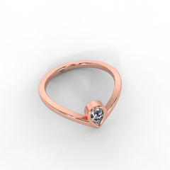 Dainty Diamond Chevron Ring For Her, Hallmarked 925 Sterling Silver - sitabo